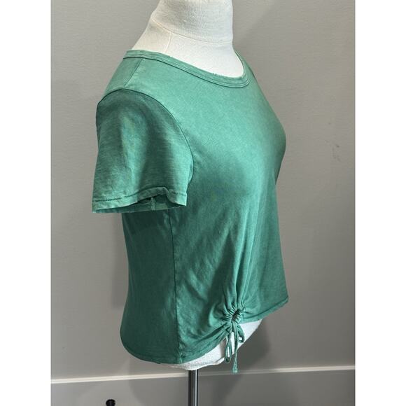 Aerie Kelly Green Distressed Crop Tee T-Shirt Top Tie Hem Women's Small - Picture 7 of 15